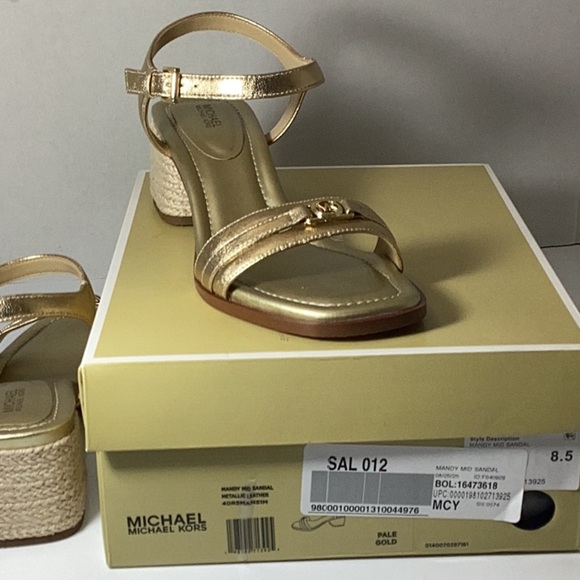 Michael Kors Women's Mandy Mid Sandals with Heel, Pale Gold - Picture 8 of 10